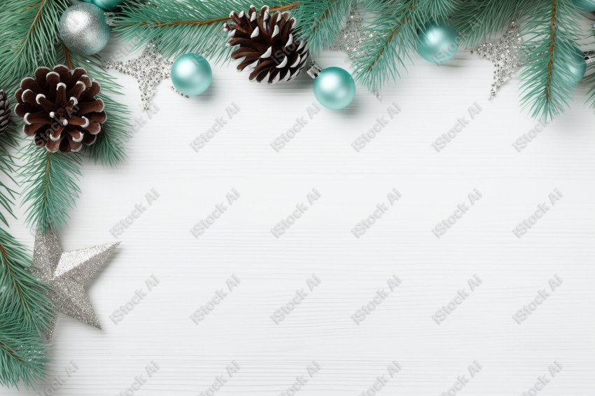 Christmas tree decoration on a white wooden background