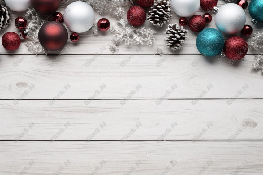 Christmas tree decoration on a white wooden background