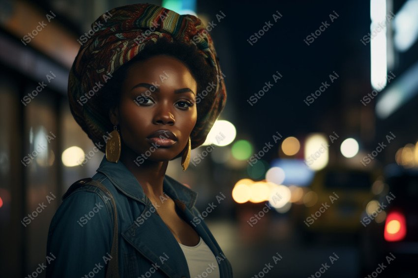 Cinematic, Portrait Photo, An African woman Street Light, Generated with AI  (19)