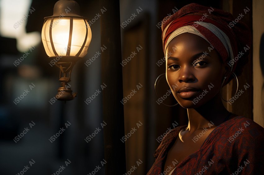 Cinematic, Portrait Photo, An African woman Street Light, Generated with AI  (39)