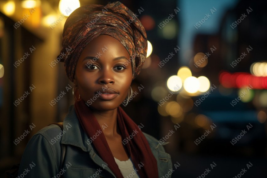 Cinematic, Portrait Photo, An African woman Street Light, Generated with AI  (20)