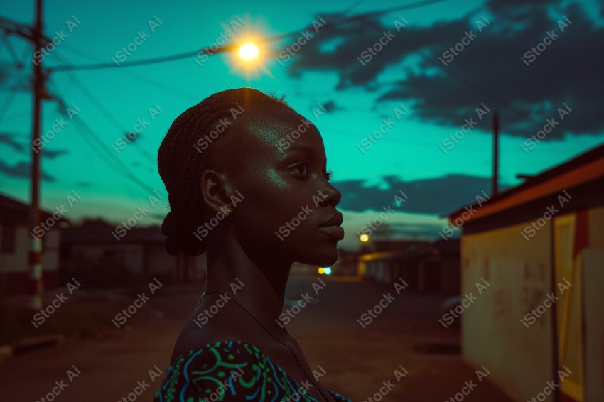 Cinematic, Portrait Photo, An African woman Street Light, Generated with AI  (31)