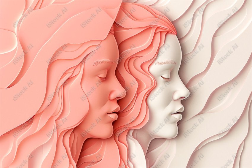 Free Image International Women's Day paper style concept illustration in naturalistic style, light pink (10)