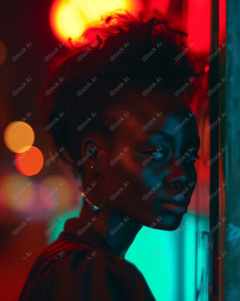 Cinematic, Portrait Photo, An African woman Street Light, Generated with AI  (14)