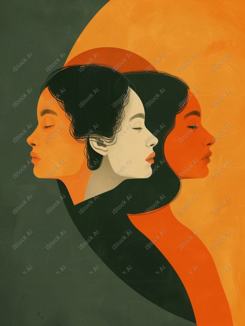 A orange and dark green duotone image of 3 women for women's history graphic celebrating women's history (17)