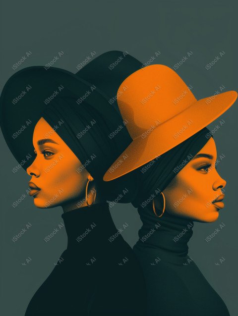 A orange and dark green duotone image of 3 women for women's history graphic celebrating women's history (34)