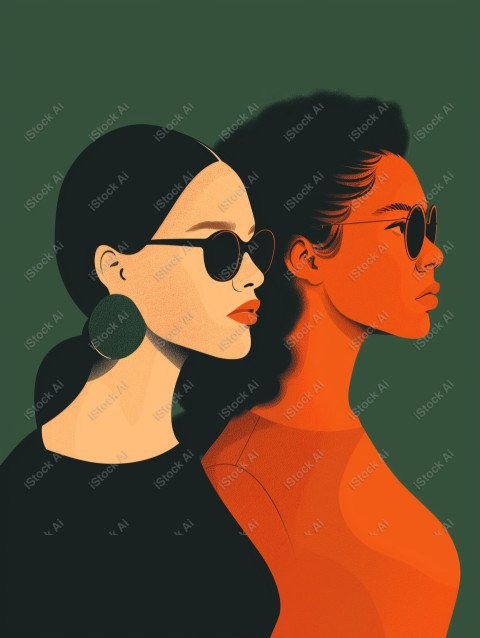 A orange and dark green duotone image of 3 women for women's history graphic celebrating women's history (22)