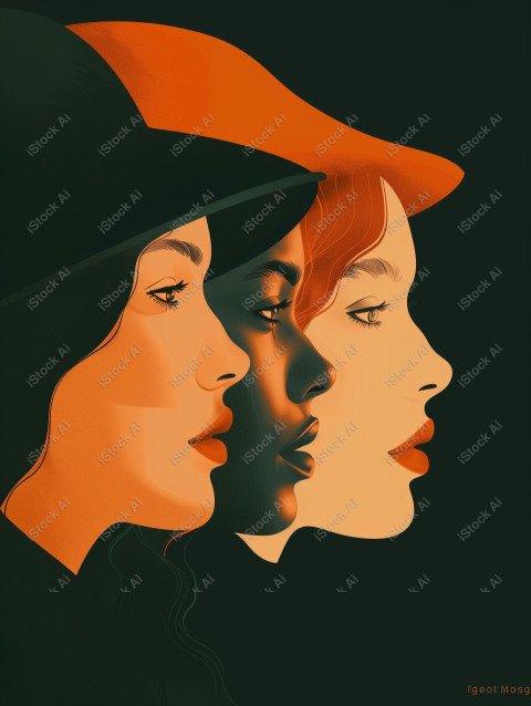 A orange and dark green duotone image of 3 women for women's history graphic celebrating women's history (31)