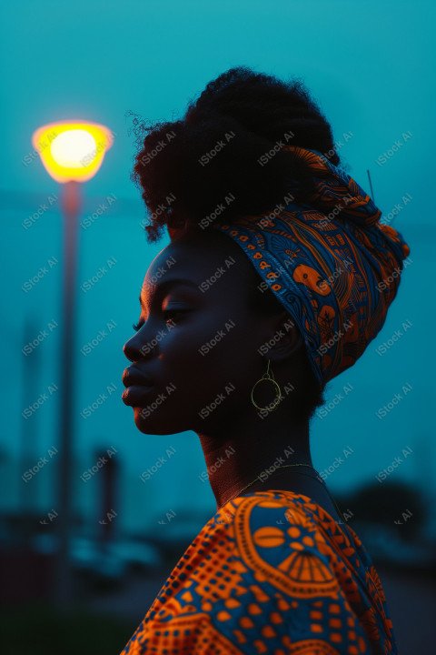 Cinematic, Portrait Photo, An African woman Street Light, Generated with AI  (11)