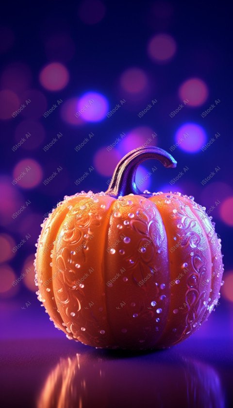 A stunning photograph of a pumpkin glowing with Hallow