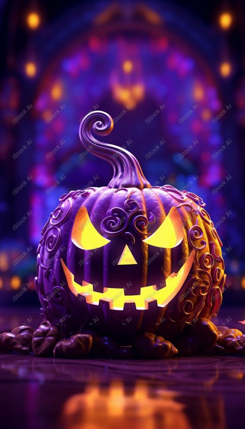 A stunning photograph of a pumpkin glowing with Hallow