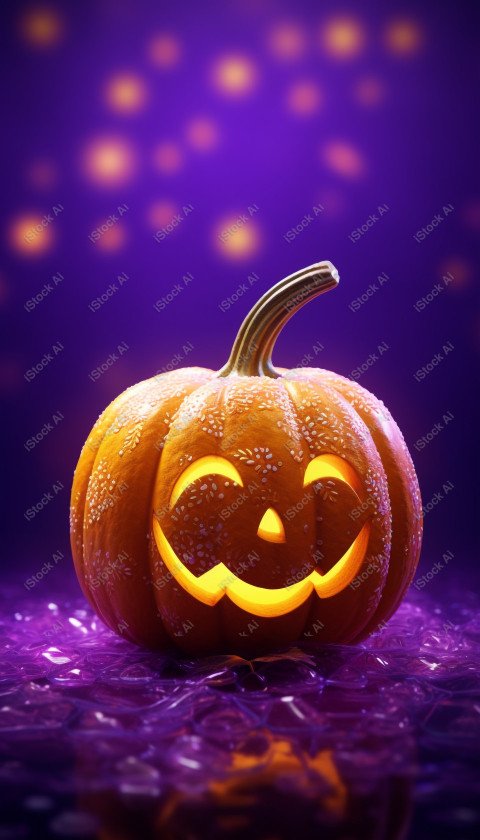 A stunning photograph of a pumpkin glowing with Hallow