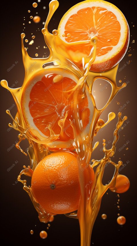 Juicy fresh orange, dripping with juices