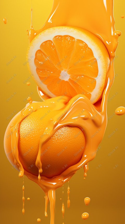 Juicy fresh orange, dripping with juices