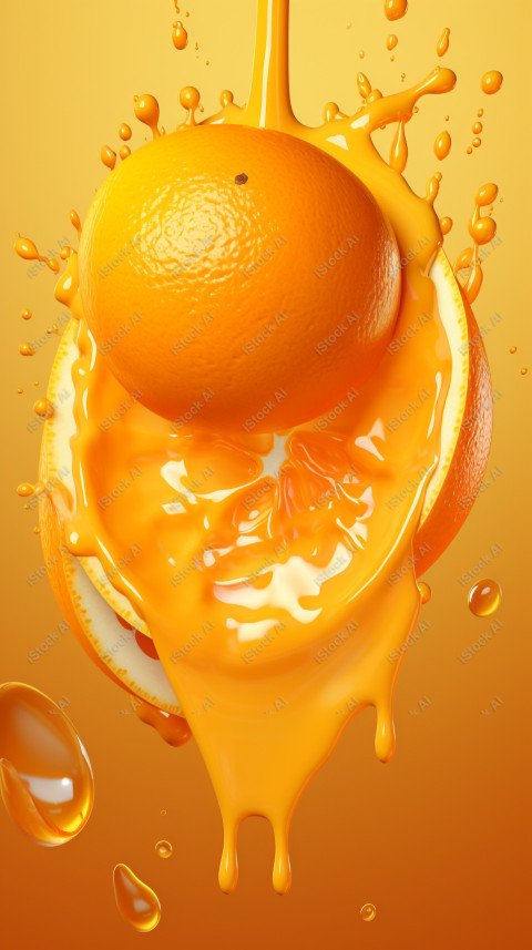 Juicy fresh orange, dripping with juices