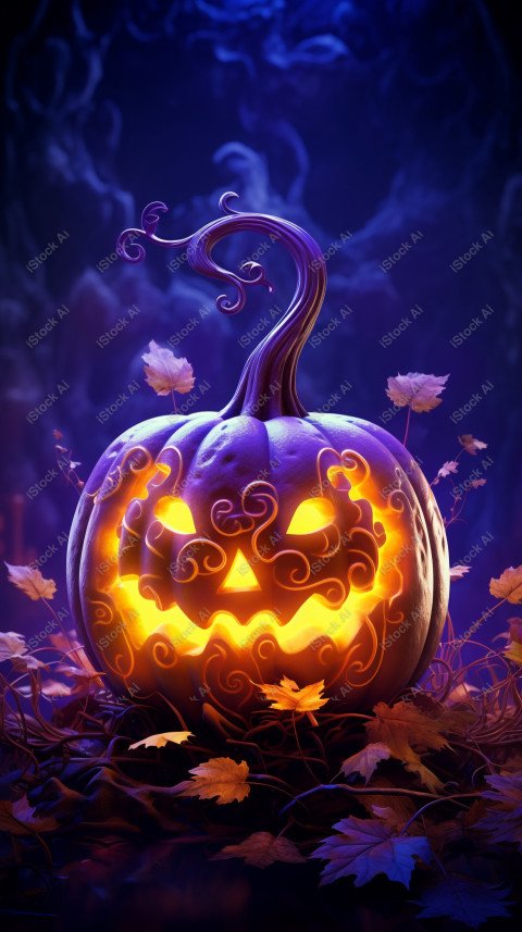 A stunning photograph of a pumpkin glowing with Hallow