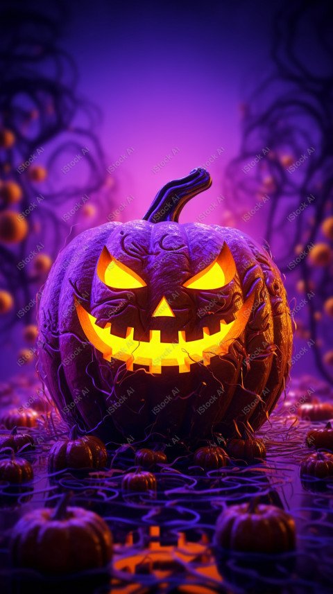 A stunning photograph of a pumpkin glowing with Hallow