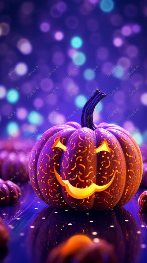 A stunning photograph of a pumpkin glowing with Hallow