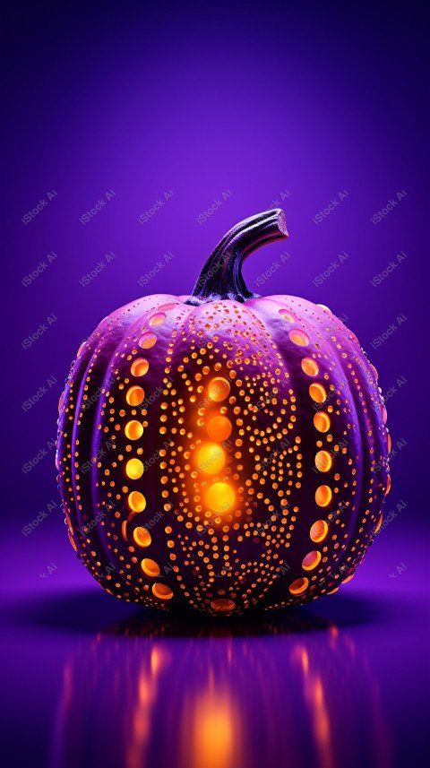 A stunning photograph of a pumpkin glowing with Hallow