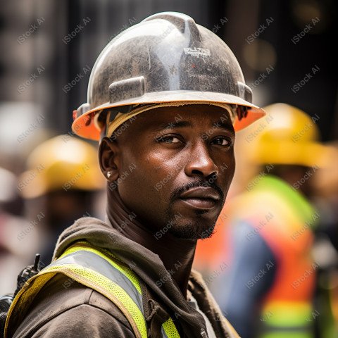 Vibrant photography that captures the essence of Labor Day, Close up of a hard wearing construction worker drenched in sweat (22)