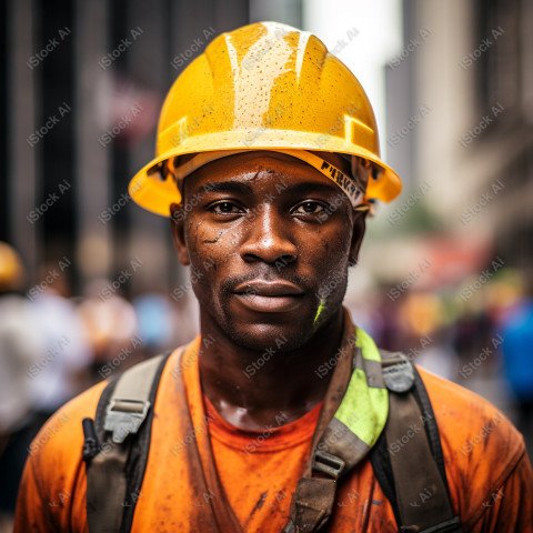 Vibrant photography that captures the essence of Labor Day, Close up of a hard wearing construction worker drenched in sweat (19)