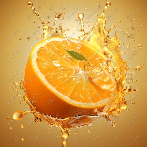 Juicy fresh orange, dripping with juices