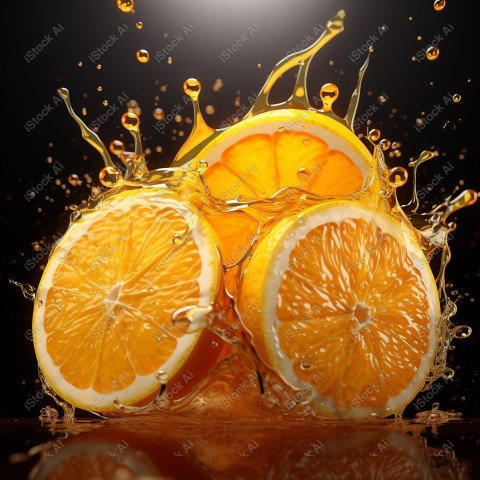 Juicy fresh orange, dripping with juices