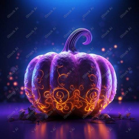 A stunning photograph of a pumpkin glowing with Hallow