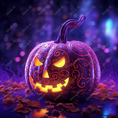 A stunning photograph of a pumpkin glowing with Hallow