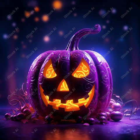 A stunning photograph of a pumpkin glowing with Hallow