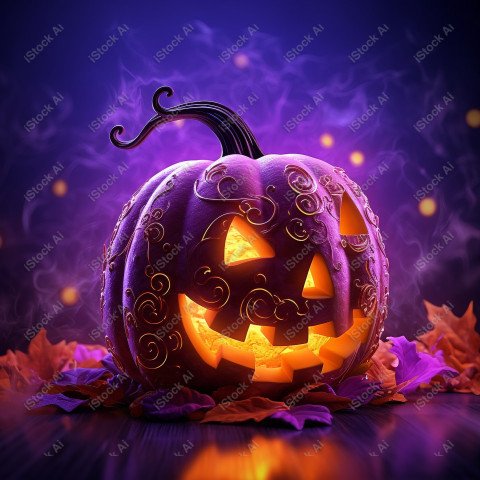 A stunning photograph of a pumpkin glowing with Hallow