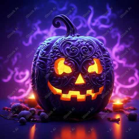 A stunning photograph of a pumpkin glowing with Hallow