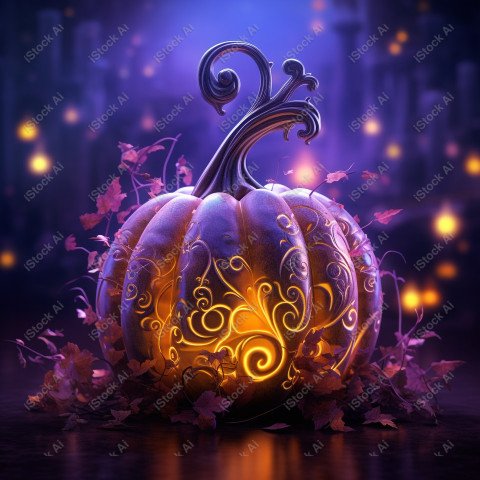 A stunning photograph of a pumpkin glowing with Hallow