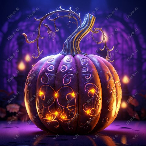 A stunning photograph of a pumpkin glowing with Hallow