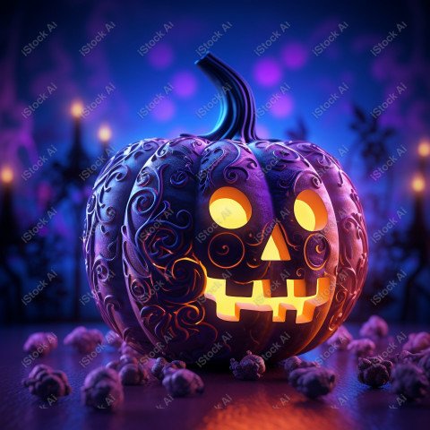 A stunning photograph of a pumpkin glowing with Hallow