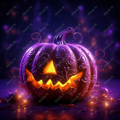 A stunning photograph of a pumpkin glowing with Hallow