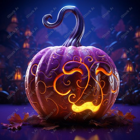 A stunning photograph of a pumpkin glowing with Hallow