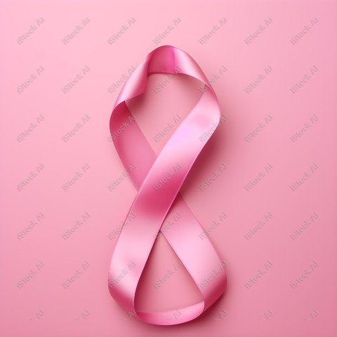 A pink ribbon on a studio background, pink october