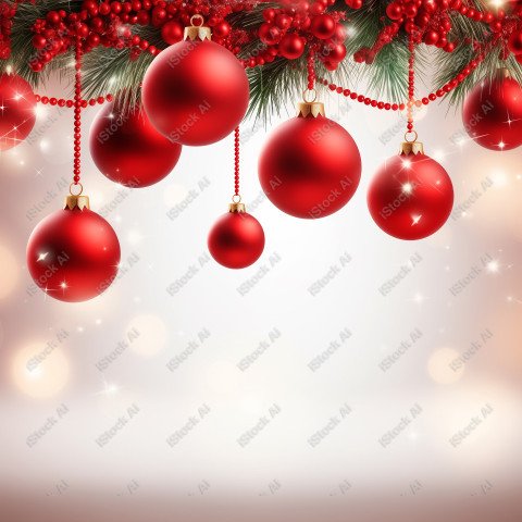 Merry christmas banner with twigs beautiful red ball