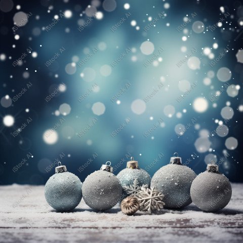 A beautiful background with beautiful Christmas balls and snow