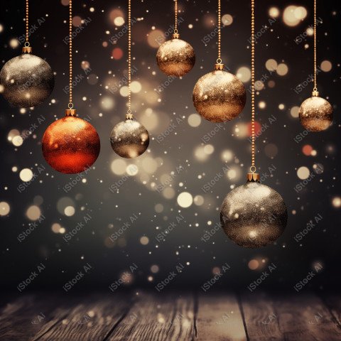 A beautiful background with beautiful Christmas balls and snow