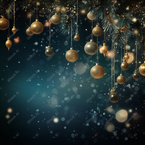 A beautiful background with beautiful Christmas balls and snow