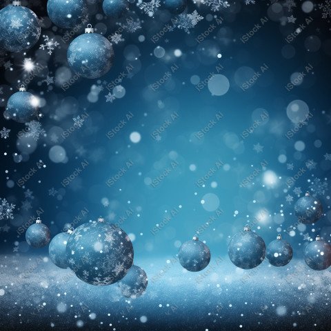 A beautiful background with beautiful Christmas balls and snow