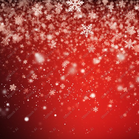 Christmas red background with falling snowflakes