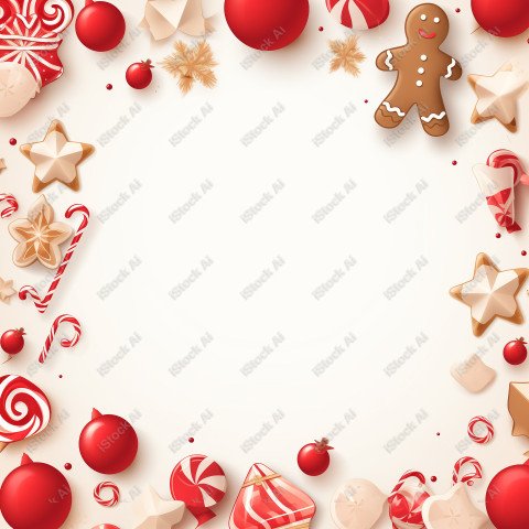 Christmas background template decorated with sweets