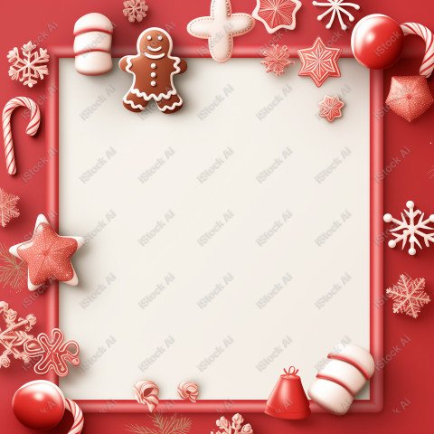 Christmas background template decorated with sweets