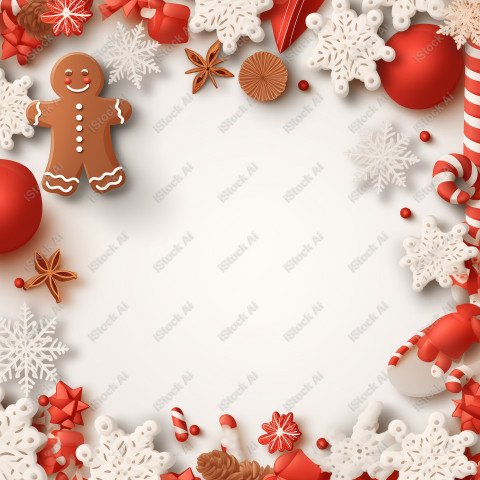 Christmas background template decorated with sweets