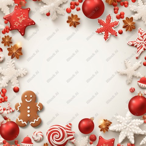 Christmas background template decorated with sweets