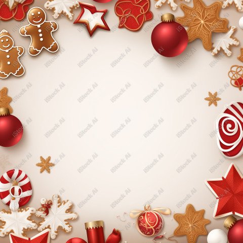 Christmas background template decorated with sweets