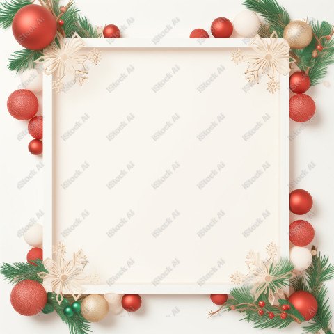 Christmas white paper template with ornaments